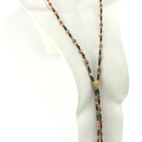 Sautoir en bois de Bouleau Madré et perles de Jaspe