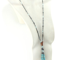 Collier sautoir magnétique en perles et bois de Rose Africain