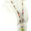 Sautoir en pierres naturelles, incluant Serpentine, Quartz et Tourmaline, bijou unique fait main.