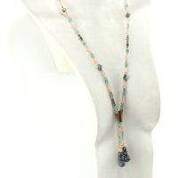 Sautoir organique en bois de Palissandre et perles de Kyanite