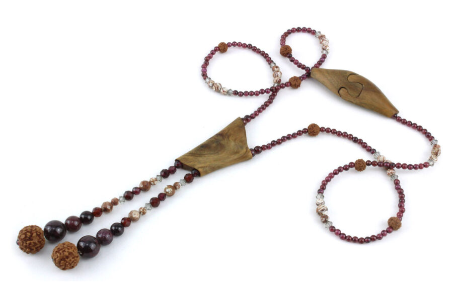 Collier cravate mystique en bois de Palo Santo et perles