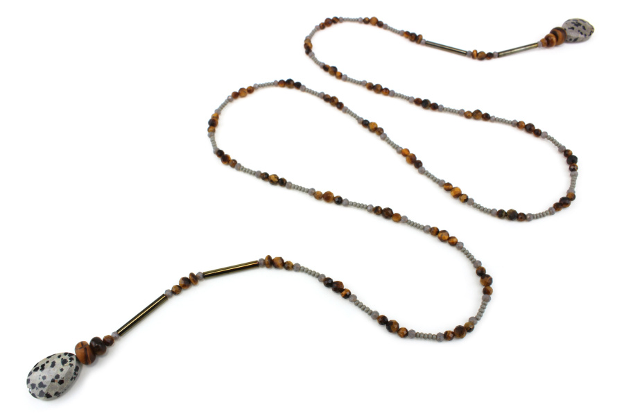 Lariat original en perles naturelles – Élégance et authenticité